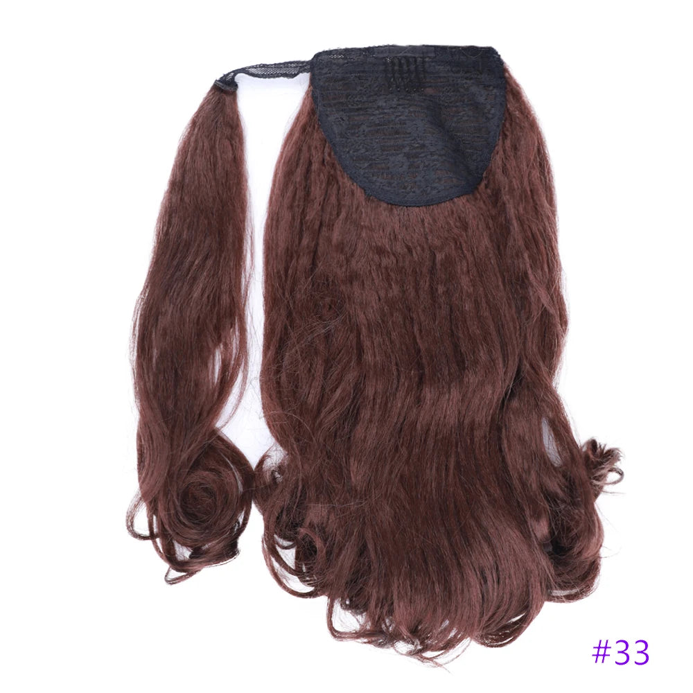 Extensions de queue de cheval synthétiques bouclées, queues de cheval enveloppantes pour femmes, postiches afro élastiques de 16 pouces pour chignons hauts.