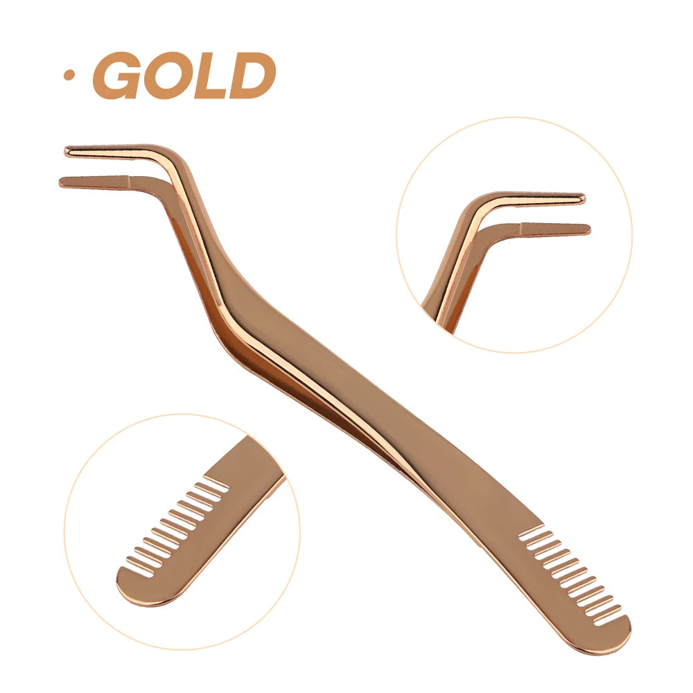 FADVAN Peine para pestañas Pinzas para pestañas postizas DIY, 1 pinza de acero inoxidable antiestática no magnética para maquillaje de ojos