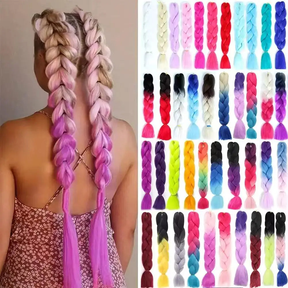 24Inch Jumbo Braids Extensions Synthetic Braiding Hair Afro Ombre Color wig for women braid