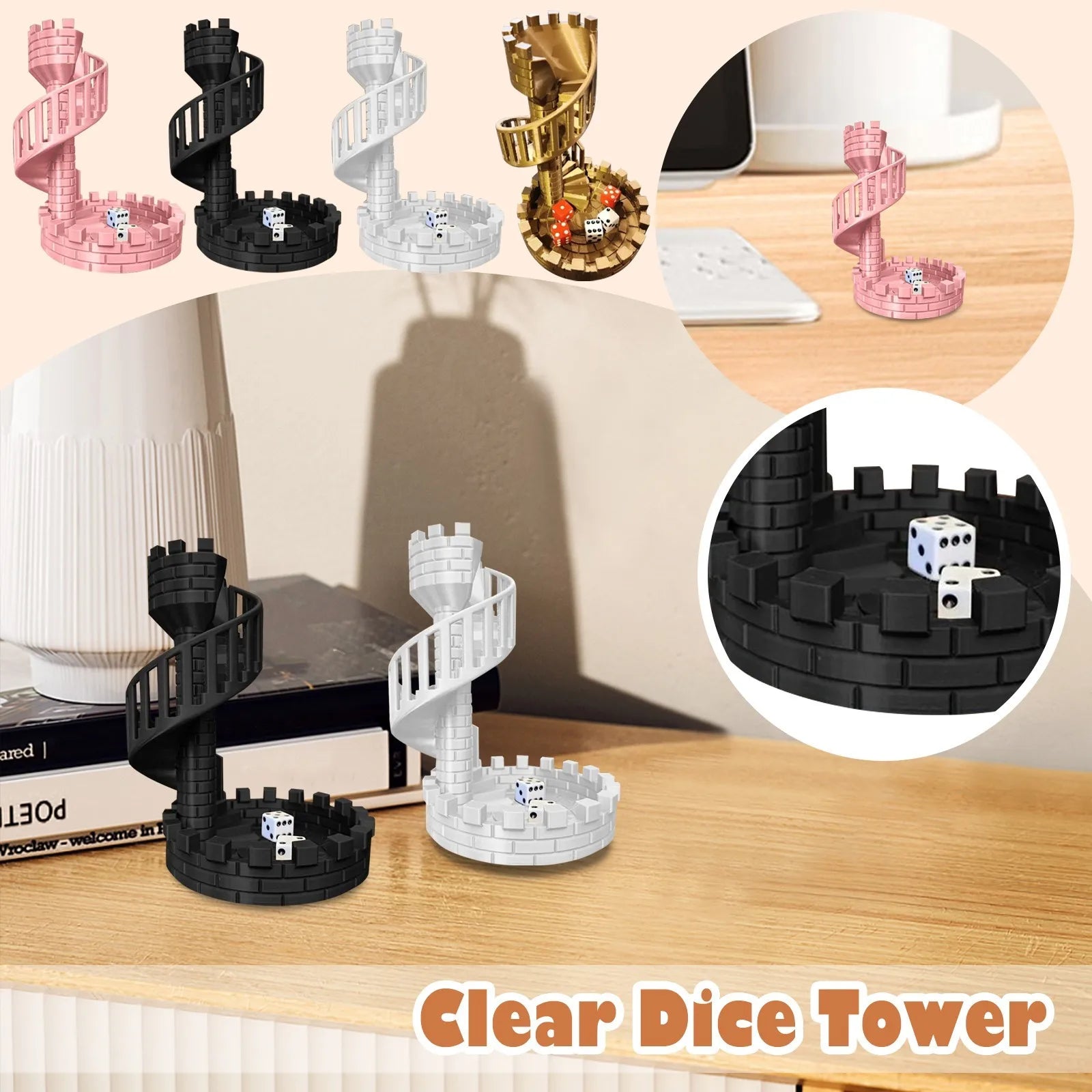 Décoration de table Château Tour de dés Tour de roulement de dés Tour de dés Thème de château romain antique Tour de roulement de dés Décoration de bureau