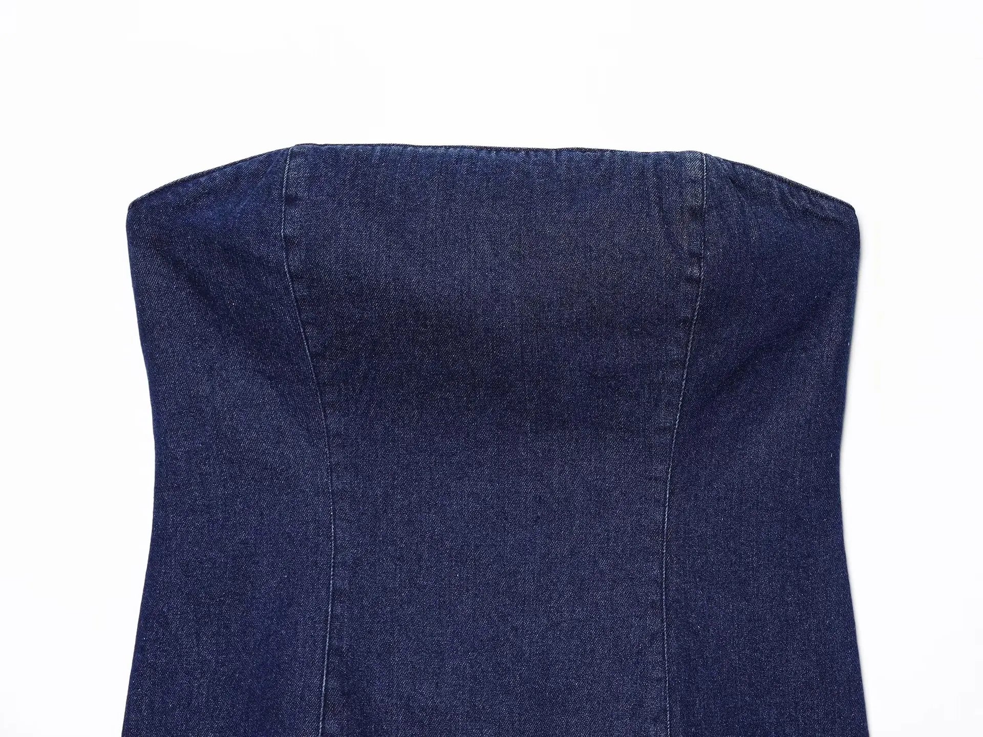 Traje de pantalón de moda para verano, nuevo conjunto de dos piezas para mujer, informal, de mezclilla, top sin tirantes tipo bandeau y pantalones casuales, estilo urbano.