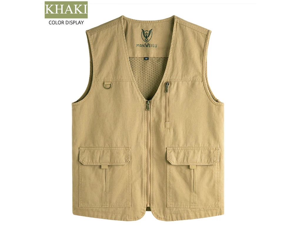 Summer Men's Lightweight Vests Outdoor Leisure Work Safari Fishing Travel Photo Hiking Waistcoats Mens Breathable Work Vests 8XL