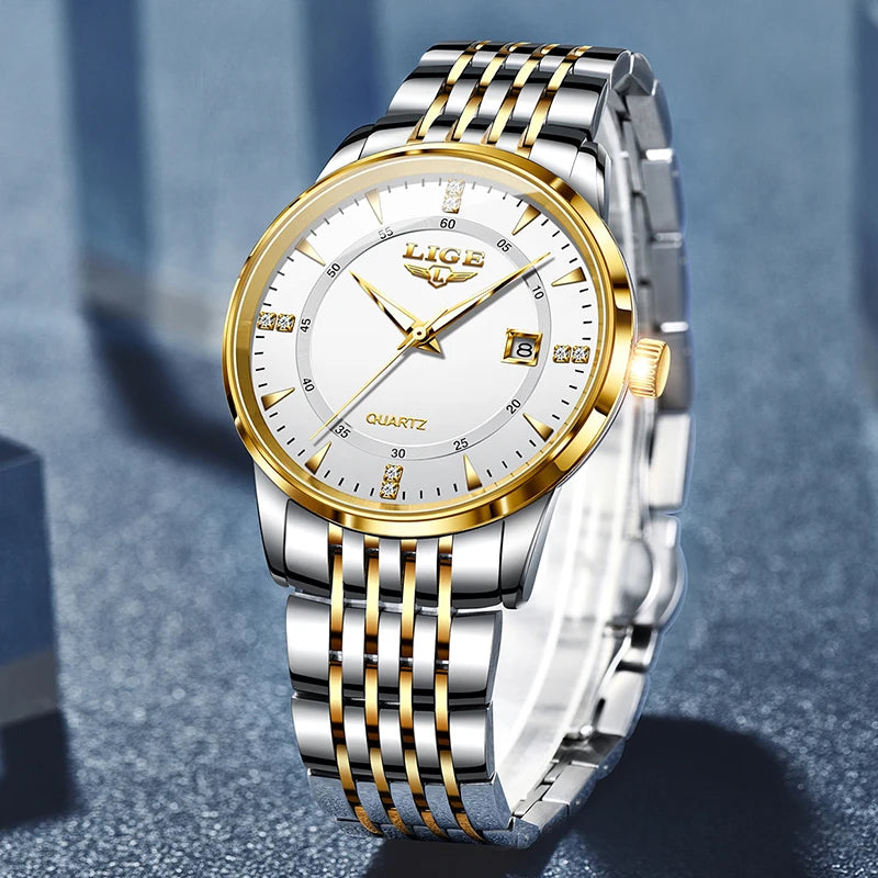 LIGE Nuevos Relojes Impermeables de Mujer Moda Reloj de Pulsera para Mujer Reloj de Cuarzo de Lujo de Marca Superior con Fecha para Mujer Relogio Feminino