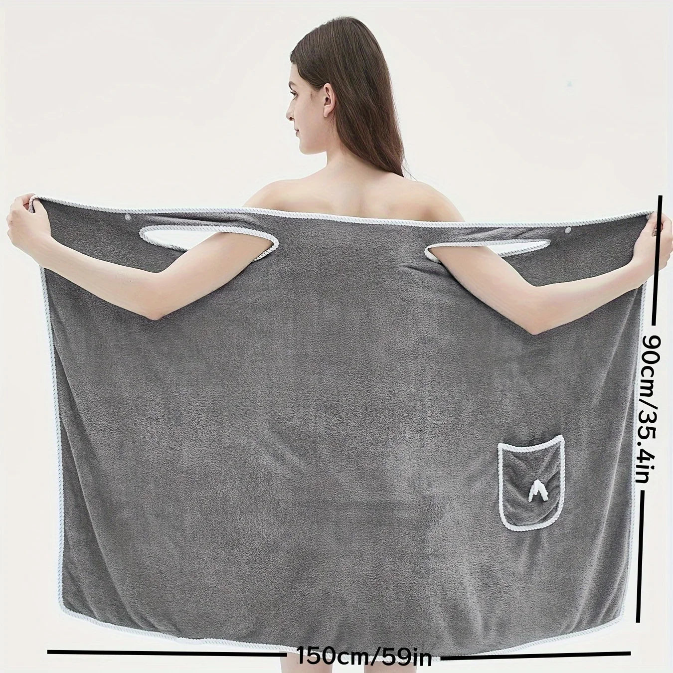 Serviette de bain pour femme, serviette de bain portable, absorbante, en polyester, pour cheveux secs, style long, peignoir lavable