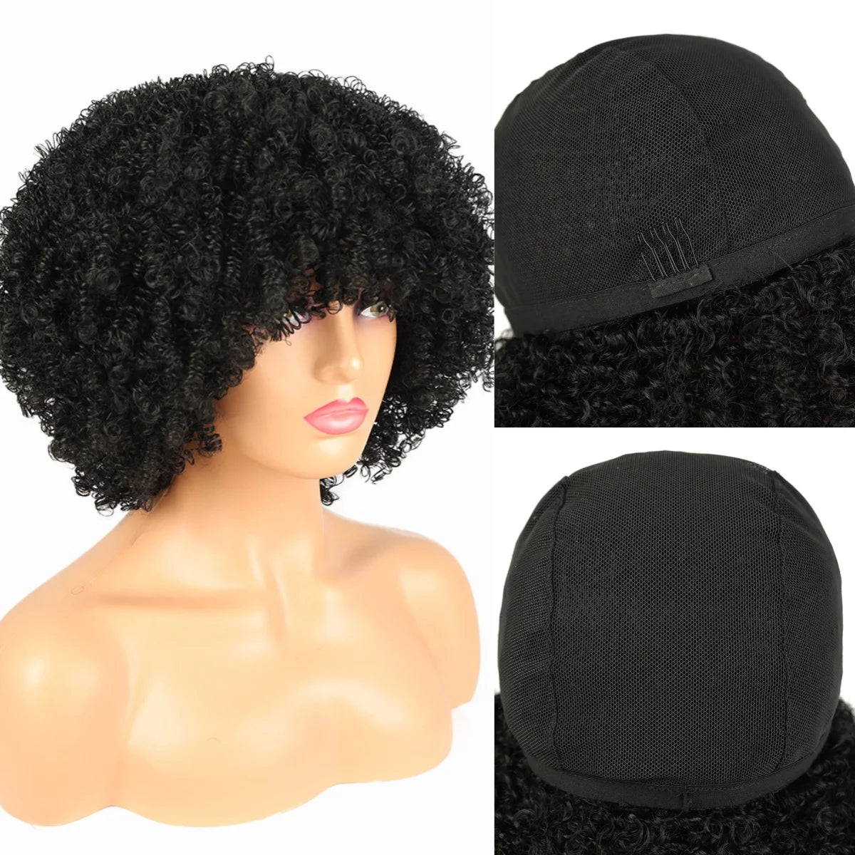 Synthetic Short Pixie Afro Kinky Curly Wigs Simple Cheap Machine Made Wigs For Women Natural Hair Styles Curly Hair For Women