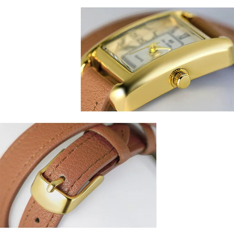 Reloj de mujer elegante retro pequeño cuadrado, correa de cuero de alta calidad, reloj de pulsera impermeable, regalo para novia