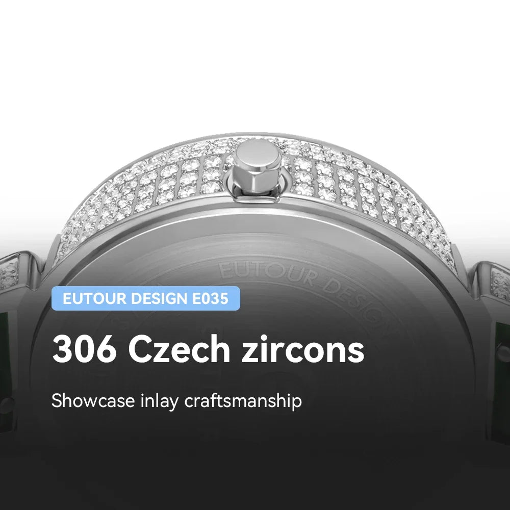 Montre magnétique EUTOUR pour femme avec diamants | Quartz étanche | Bracelet en acier inoxydable de luxe | Élégance de jour comme de nuit