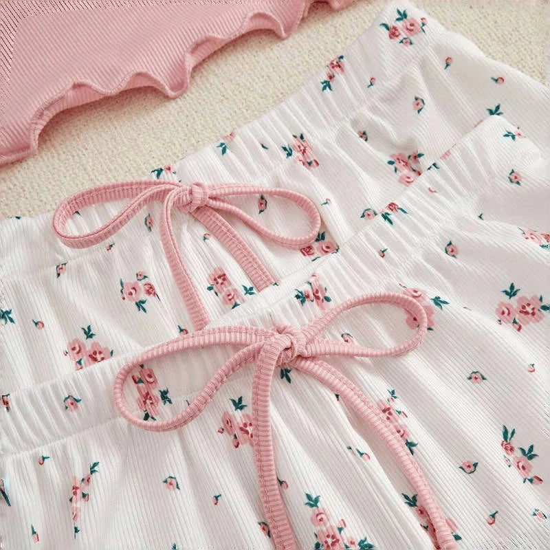 Conjuntos de Pijama para Mujer, Tres Piezas, Top de Tirantes, Estampado, Pantalones Cortos, Pantalones Largos, Trajes Casuales, Ropa de Noche, Ropa de Dormir Dulce para Mujer, Verano
