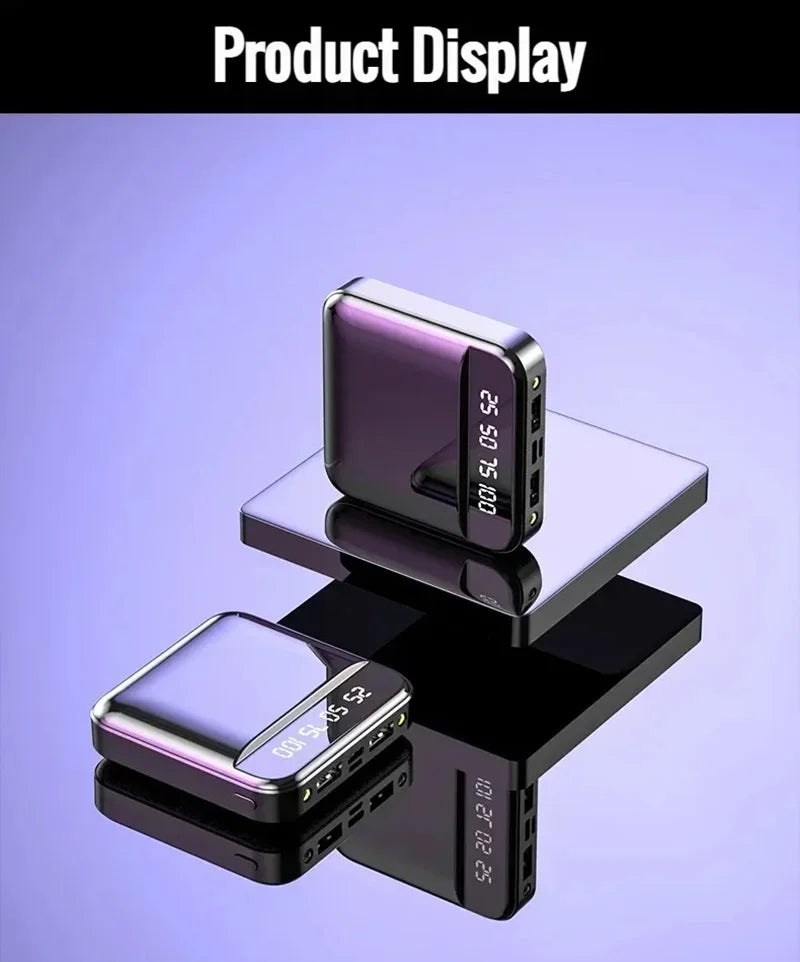 20000mah stor kapasitet mobil powerbank batteriskjerm LED-belysning mini bærbar utendørs telefon universell hurtiglading