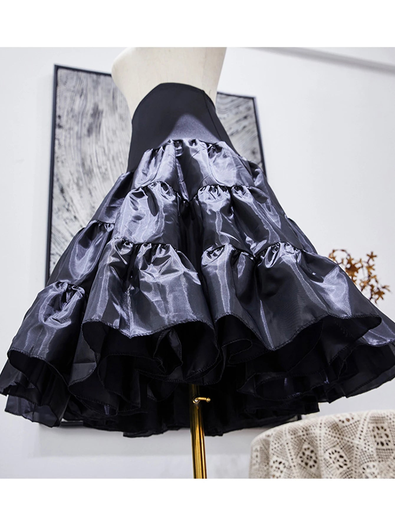 Faldas de mujer, enagua negra, crinolina, enagua de satén para vestidos, combinación interior, falda de tutú para niña sin aro.