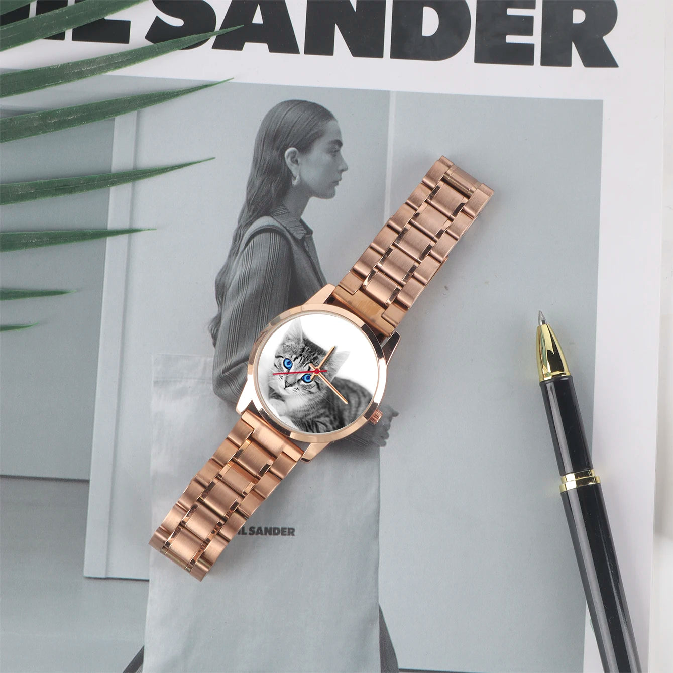 Relojes para Hijo Amiga Mujer Esposa Familia Logo Gato Reloj de Pulsera para Mujer Esfera DIY Cuarzo Esposas Mascota Foto Personalizada