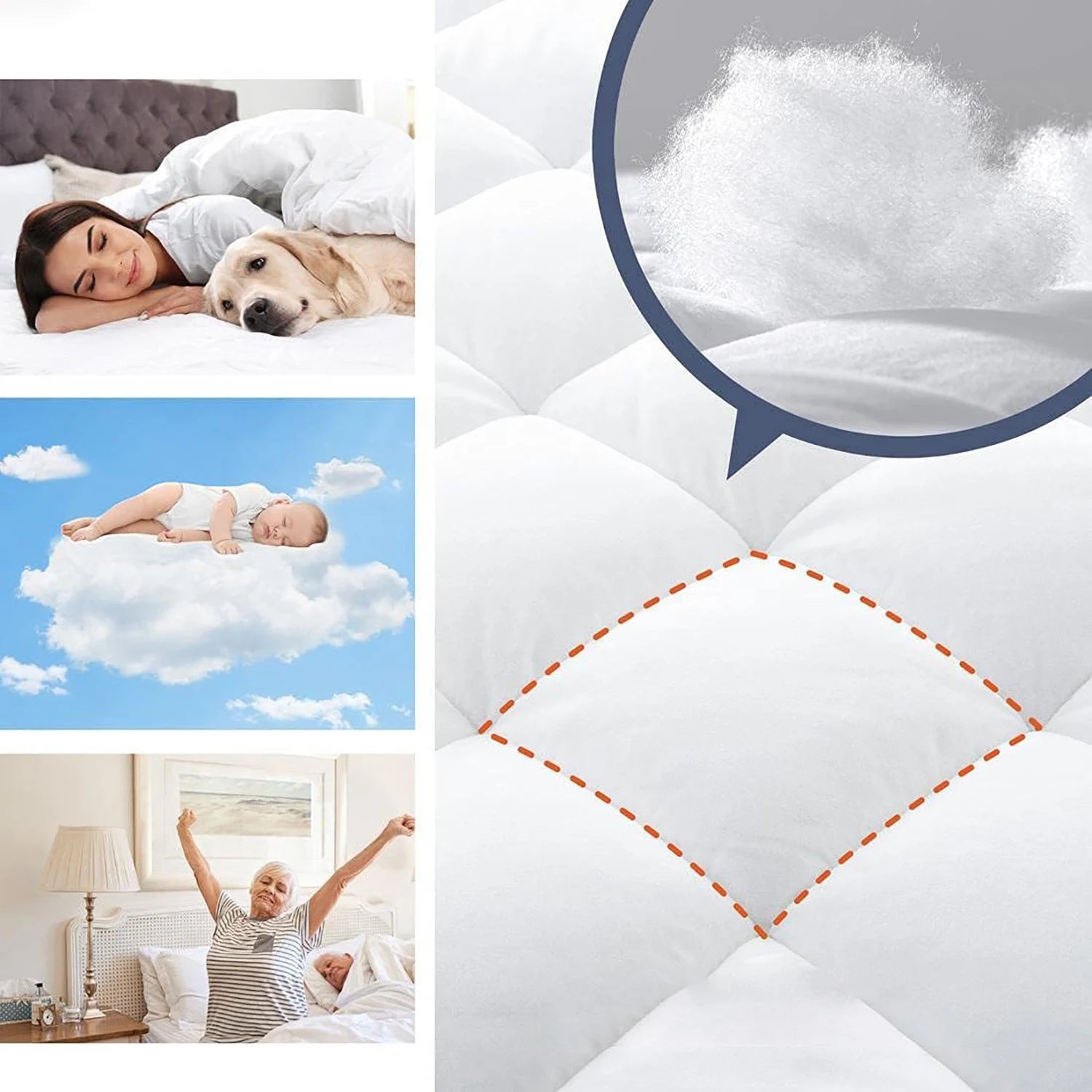 Madrassbeskytter, viskose fra bambus madrassunderlag Ultramyk, pustende, lydløst madrasstrekk, montert 14"-18" dyp lomme