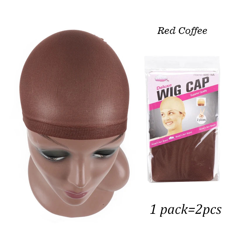 Top Stocking Wig Cap Hair Net For Weave 2pcs Hair Wig Nets Black Brown Stretch Mesh Wig Cap For Making Wigs Free Size