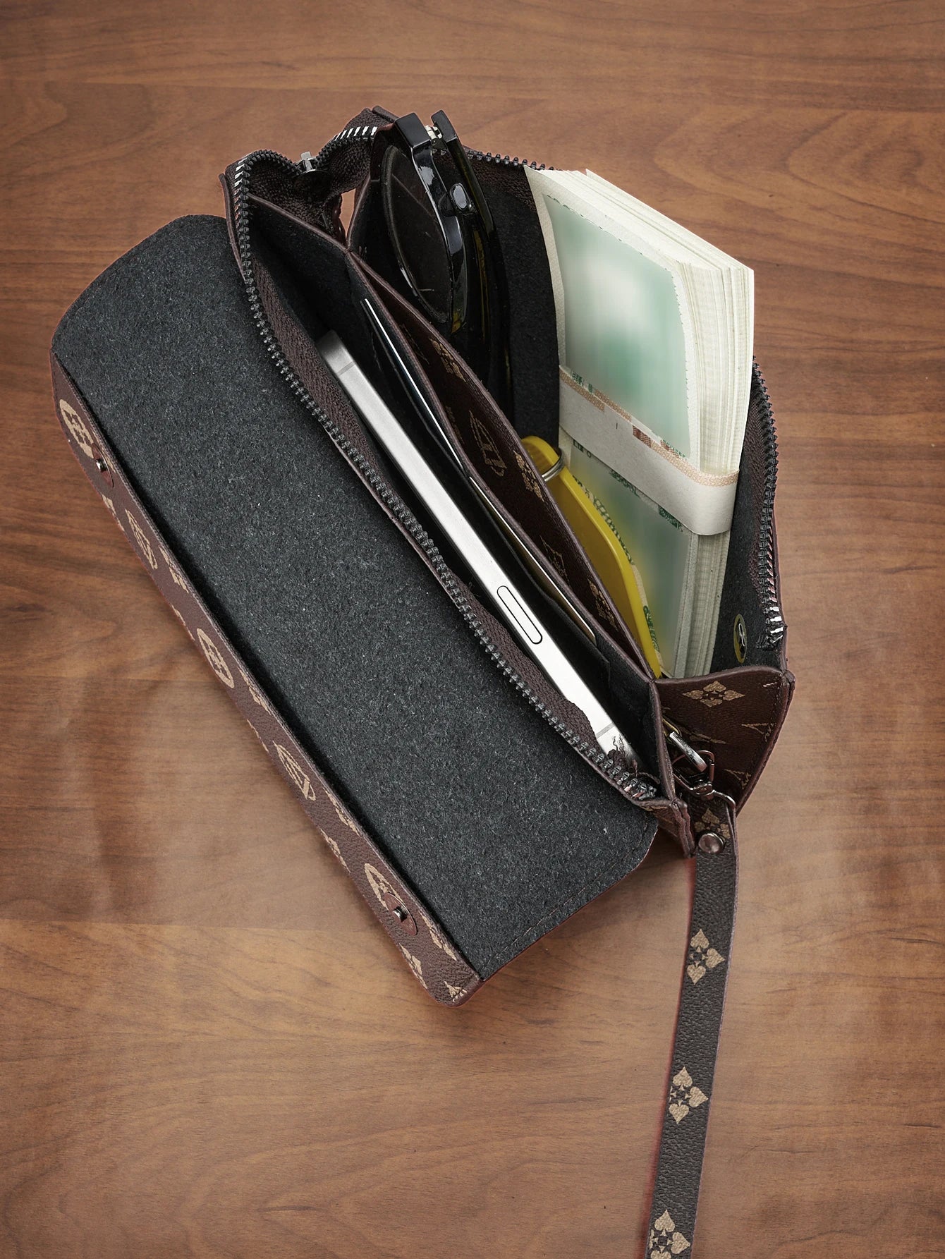 Classic Premium Men's Clutch Wallet - Double Layer Ultra-Thin Large Capacity Portable Wristlet Long Wallet