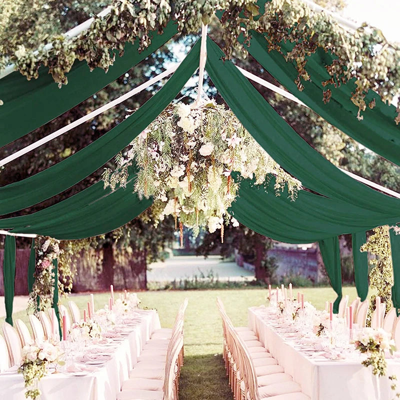 Bryllupsgardiner Takdekorasjon Chiffon Gjennomsiktig Gardin til Bryllupsmottak Bursdagsfest Buegardiner Telt Soverom Bakteppe
