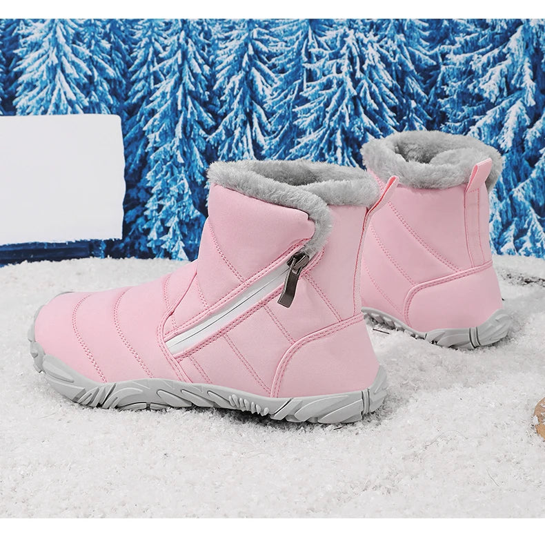 Winter Snow Boots Children's Shoes For Boys Girls Warm Plush Ankle Boots Outdoor Waterproof Anti Slip Kids Cotton Shoes Fashion