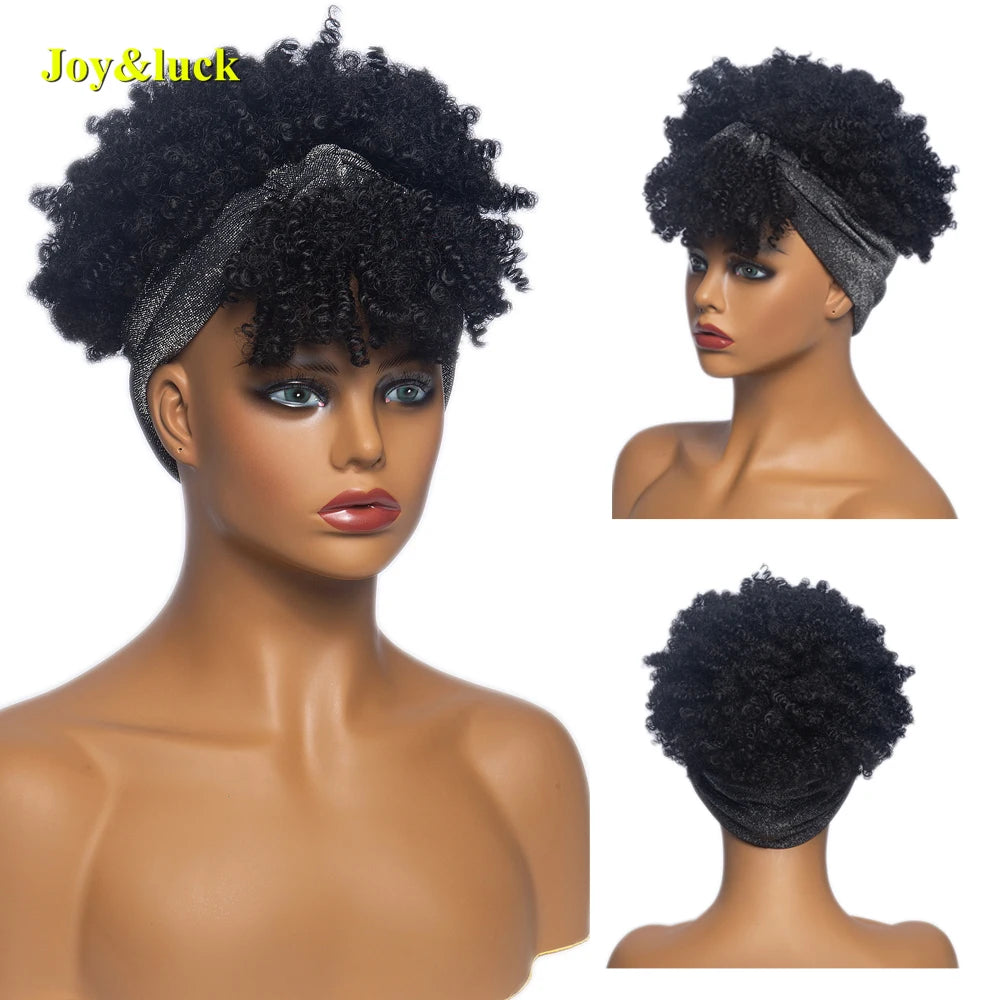 Burgundy Afro Curly Headband Wig