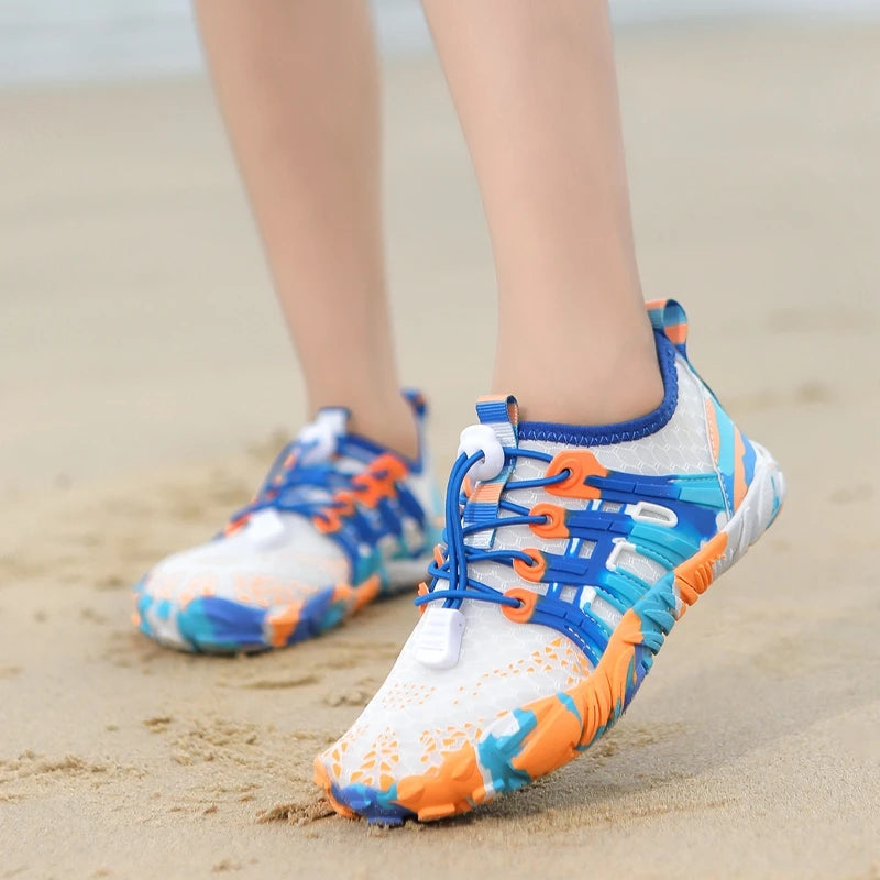 Zapatos de agua de secado rápido para niños, antideslizantes, resistentes al desgaste, con amortiguación, prevención, zapatillas transpirables suaves, zapatos descalzos para niños