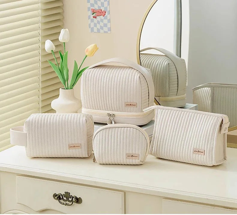 Bolsa de maquillaje de gran capacidad, estuches de cosméticos para mujer, organizador de maquillaje, neceser de belleza portátil, artículos de viaje esenciales, neceser de aseo.