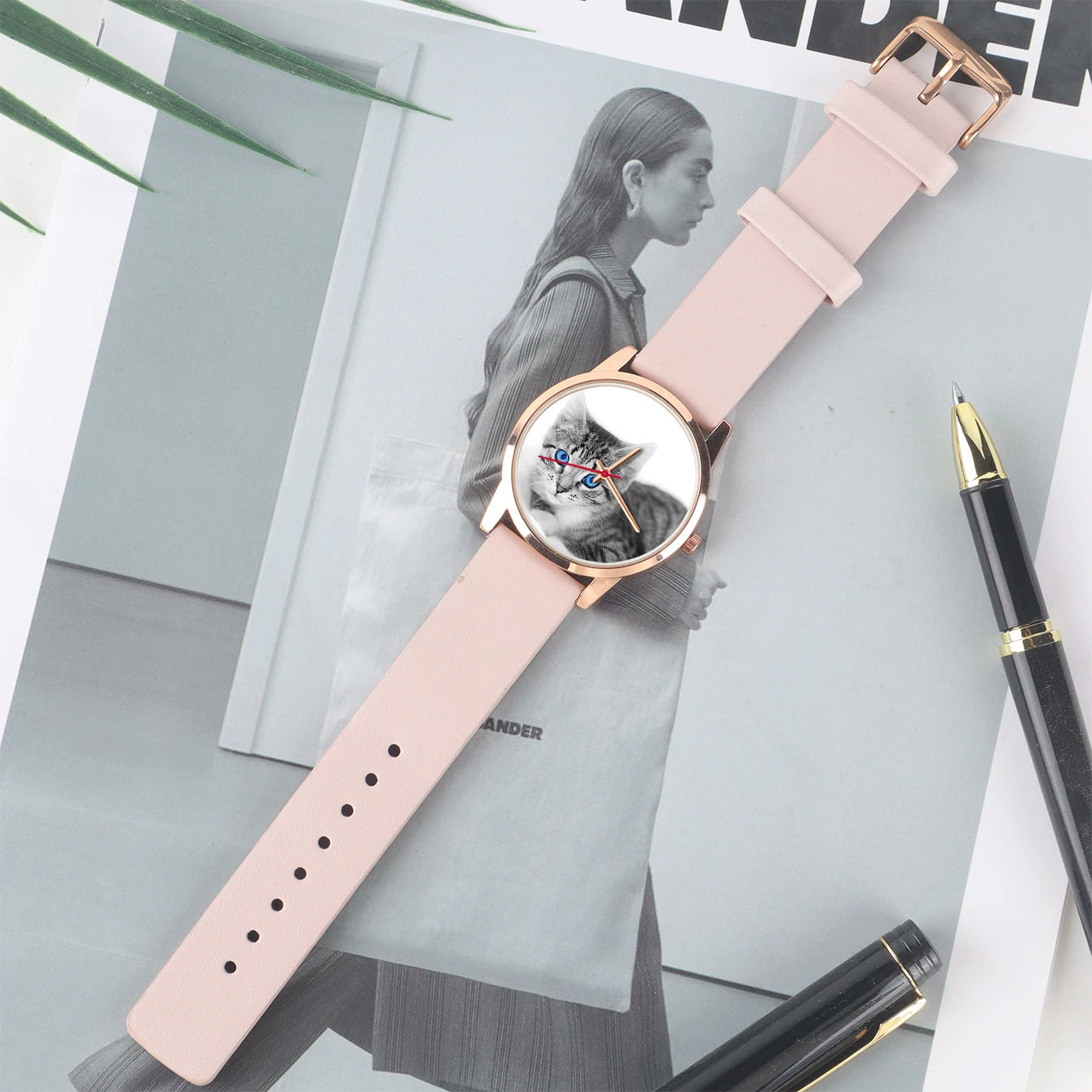 Relojes para Hijo Amiga Mujer Esposa Familia Logo Gato Reloj de Pulsera para Mujer Esfera DIY Cuarzo Esposas Mascota Foto Personalizada
