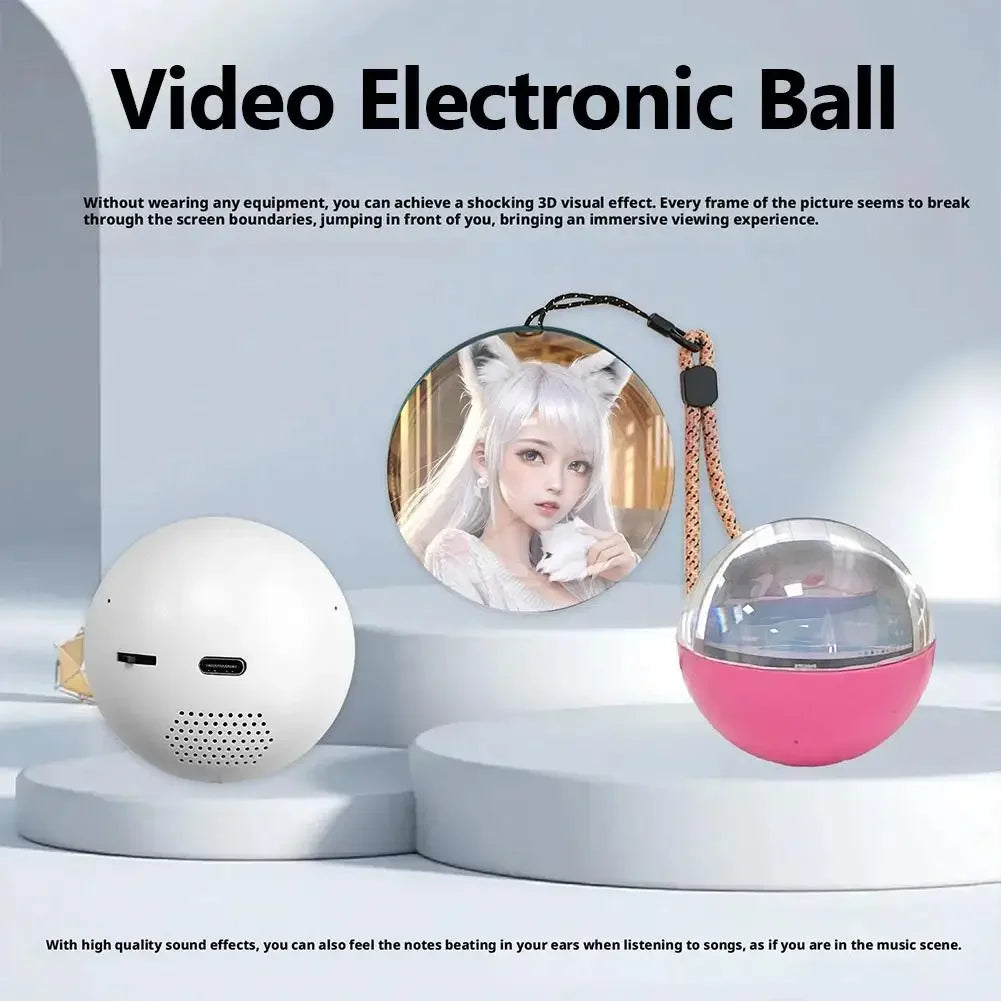 Bola de Cristal 3D para Vídeo, DIY, Arte de Memoria, Lámpara de Bola de Cristal, Pantalla Esférica de Píxeles de 2,7 pulgadas, Reproductor de Vídeos de 4 GB para Regalo