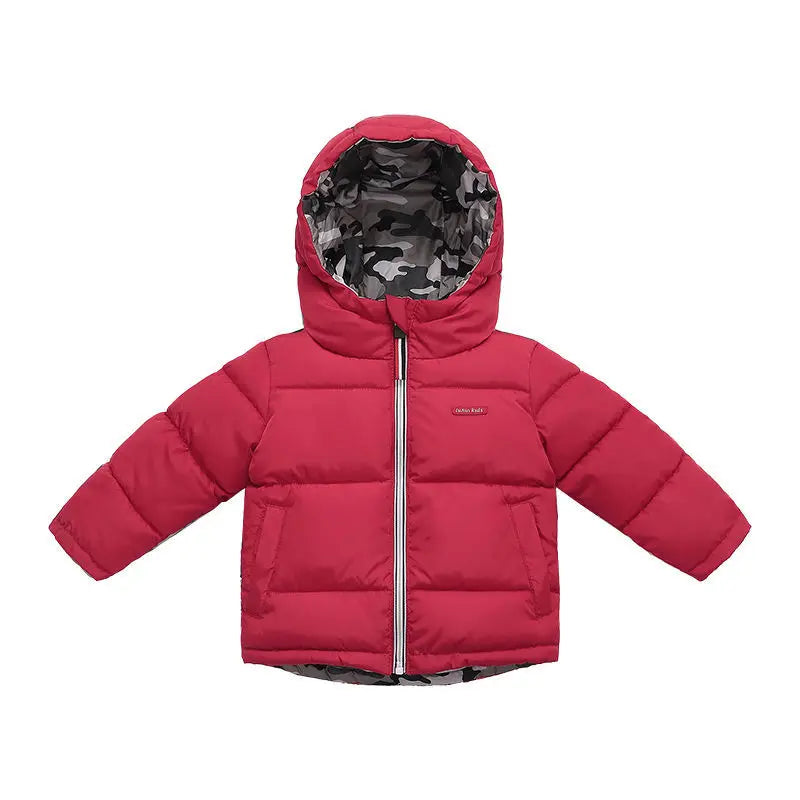 Abrigo de plumón cálido y grueso de invierno para niños, chaquetas que se pueden usar por ambos lados, ropa de abrigo con capucha para bebés y niños pequeños