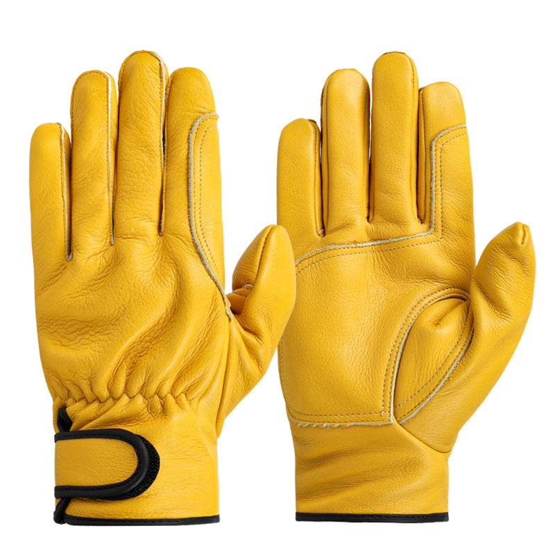 Guantes de trabajo Cuero de vaca Trabajadores Soldadura Protección de seguridad Jardinería Deportes Motocicleta Conductor Guantes resistentes al desgaste