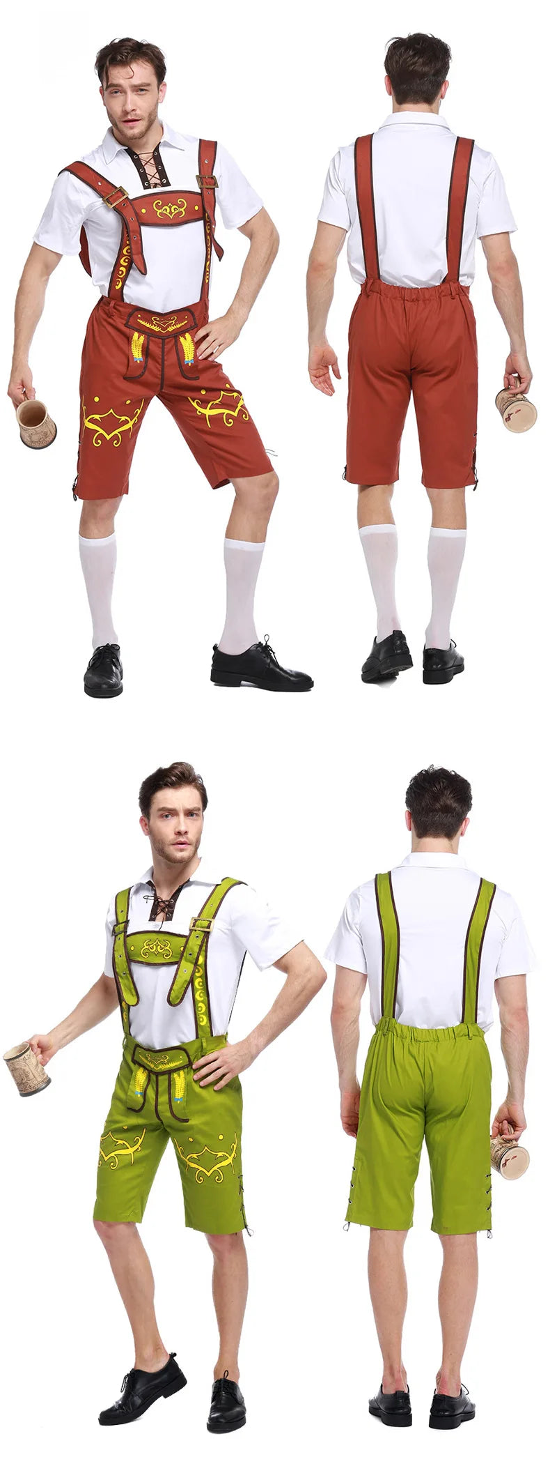 Costume de Lederhosen médiéval pour adulte, Oktoberfest, pour homme, style bavarois, Oktoberfest, festival allemand de la bière, cosplay, Halloween