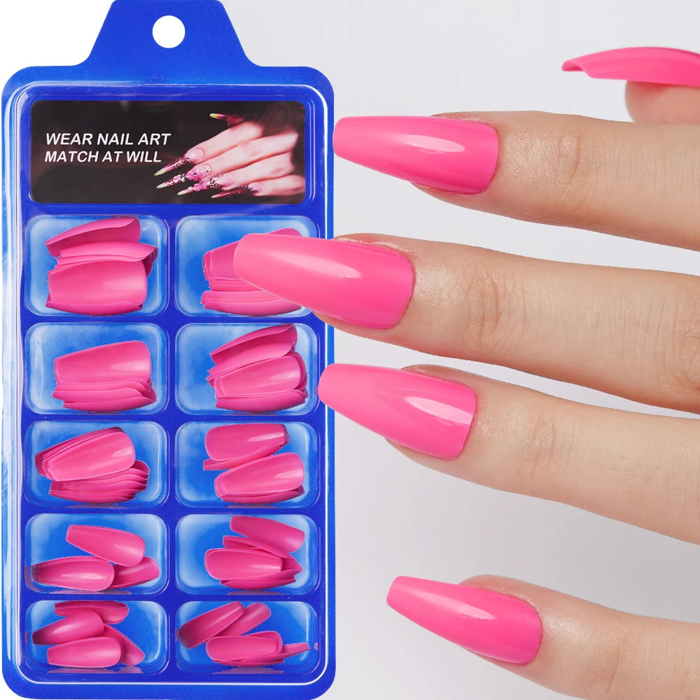 150/100/24Pcs Pink Matte French Press On Nail Tips Soft Full Cover Fake Nails Oval Almond False Nails Natural Extension Manicure