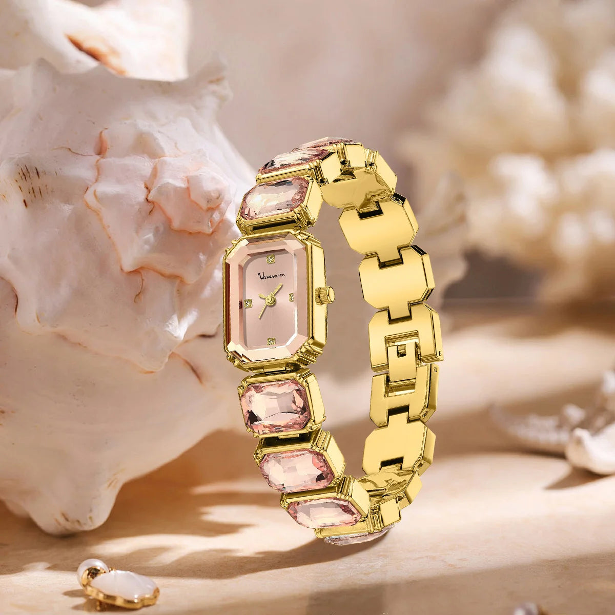 Nuevo reloj de lujo con diamantes para mujer, moda, correa de acero inoxidable de oro rosa, movimiento de cuarzo original, reloj de señora