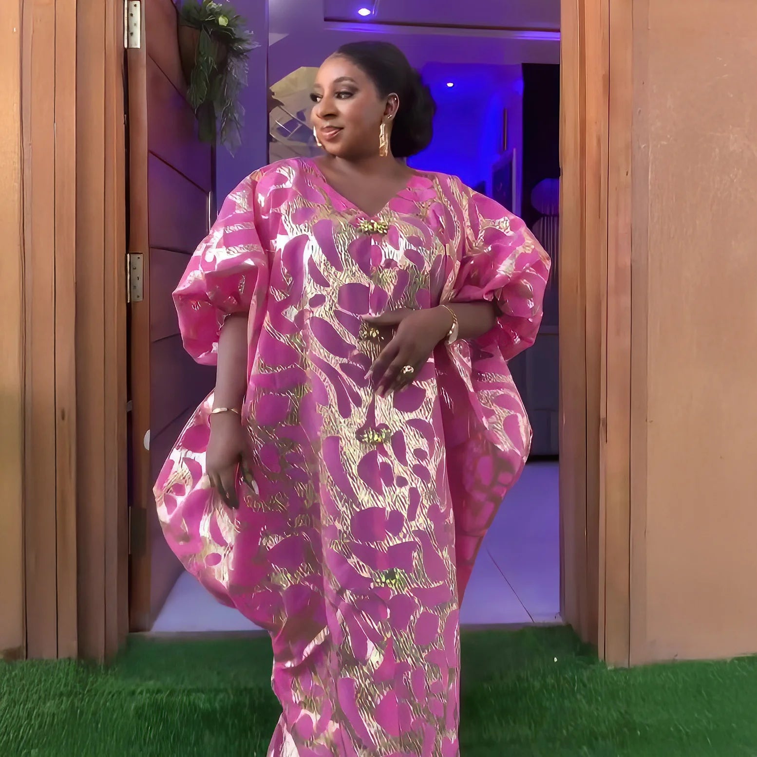 Women’s Luxury Jacquard African Dress – Loose Turkey-Style Fashion