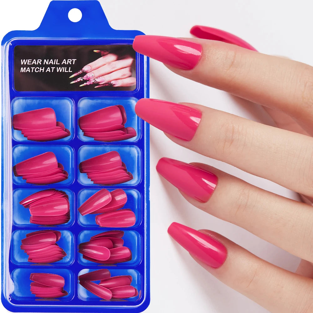 150/100/24Pcs Pink Matte French Press On Nail Tips Soft Full Cover Fake Nails Oval Almond False Nails Natural Extension Manicure
