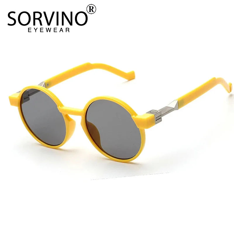 SORVINO Round Women Steampunk Sunglasses Red Yellow Gradient Sun Glasses Fashion Brand Designer Men Trendy Shades UV400 Gafas