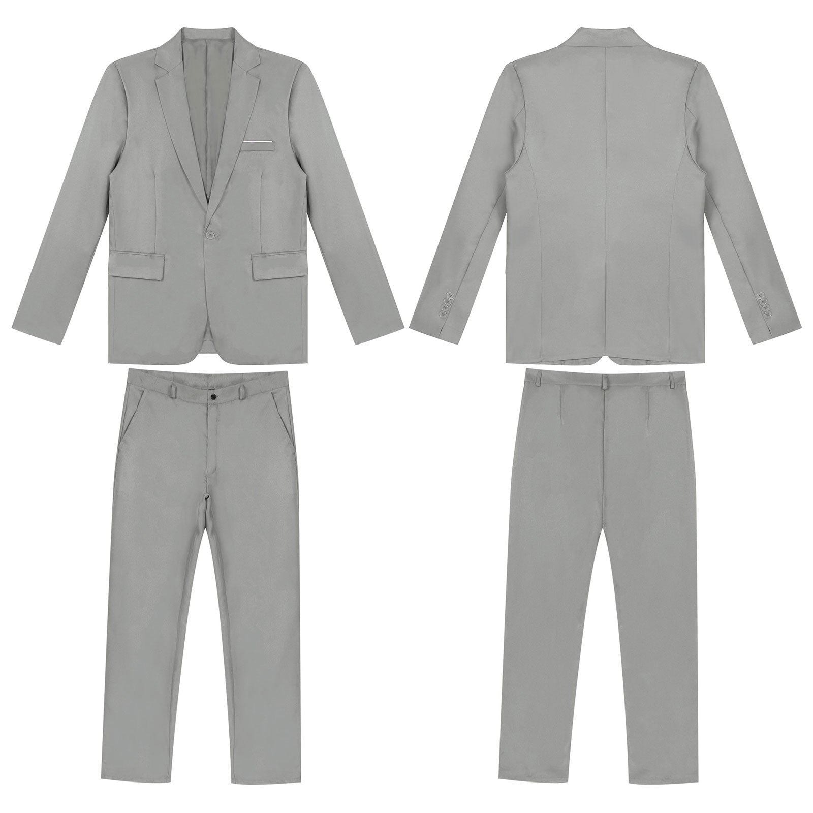 Traje de hombre de caballero de 2 piezas, uniforme formal, chaqueta de blazer de manga larga con solapa y pantalón, trajes para reuniones de oficina, negocios y fiestas de boda