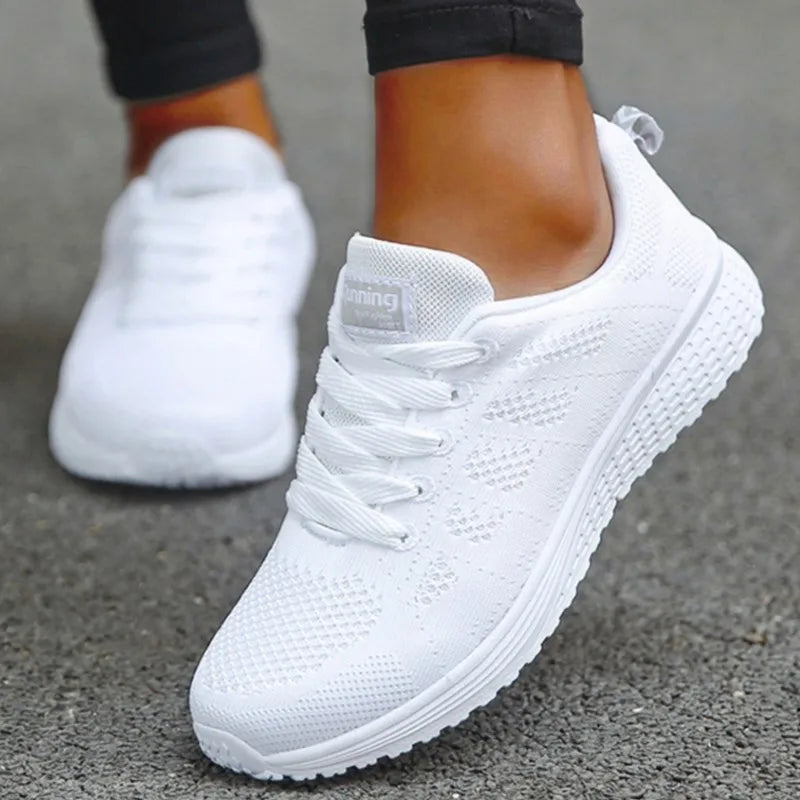 Mote Damesneaker Nettingstoff Netting Pustende Sneakers Dame Fritidssko Snøring Damesneakers Tenis Feminino
