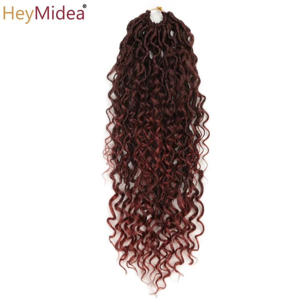 Synthetic Goddess Locs Crochet Hair Braids Curly Faux Locs Braiding Hair Extensions Wig For Women Black Hippie Boho Style