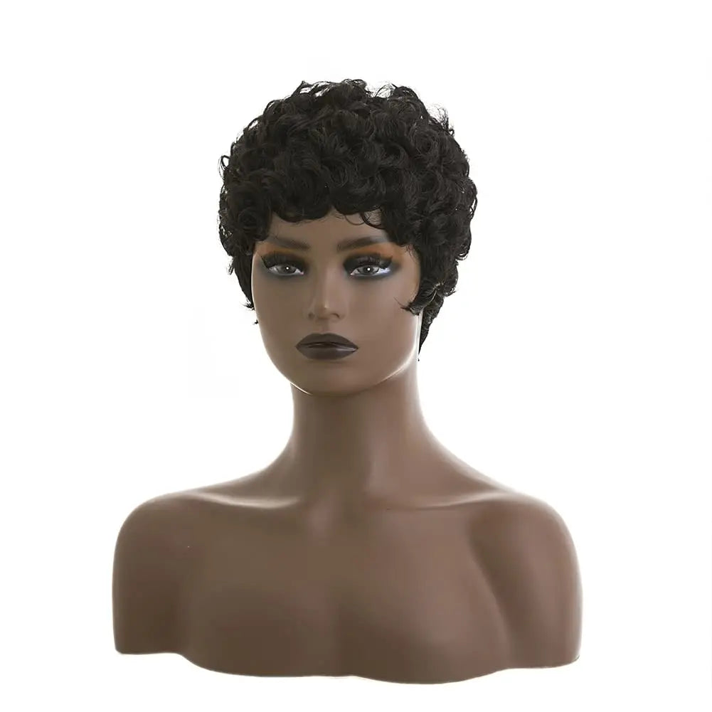 Short Pixie Cut Wigs for Black Women Synthetic Hair Afro Pixie Wig Black Color Short Wigs for Black Women Short Curly