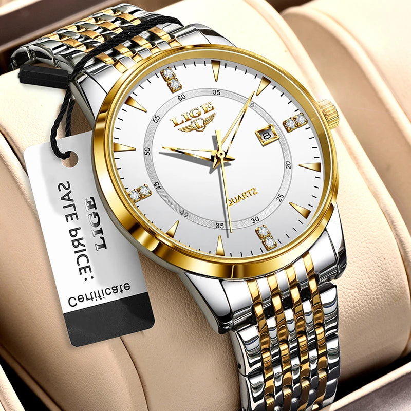 LIGE Nuevos Relojes Impermeables de Mujer Moda Reloj de Pulsera para Mujer Reloj de Cuarzo de Lujo de Marca Superior con Fecha para Mujer Relogio Feminino