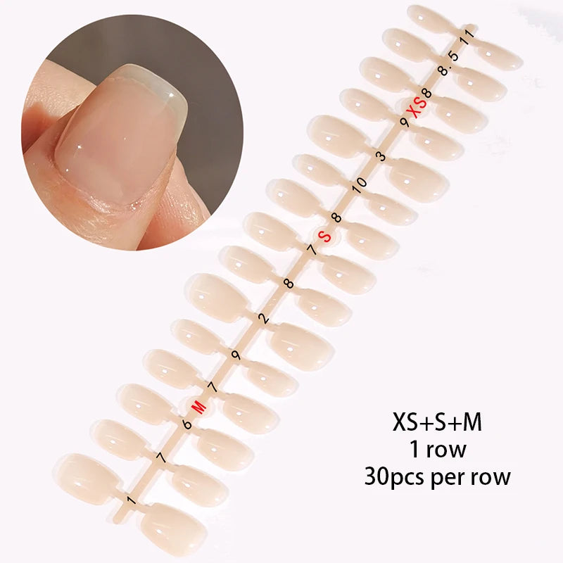 30 stk. gradient kunstnegler fransk blush nude negler vanntett kunstige negler medium kiste kunstnegler fingernegler presse-on negler tupper manikyr