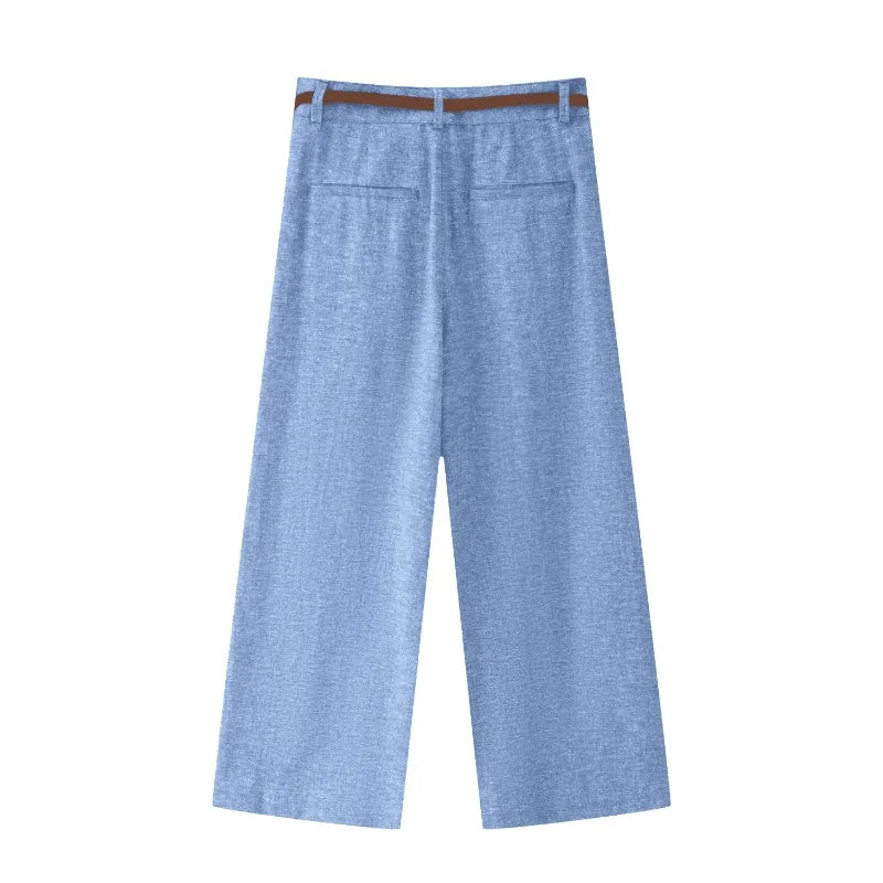 Women Wide Leg Pants Sets 2 Pieces Fashion Double Breasted Vest Top Women Suit Casual Two Piece Set Women Outfit