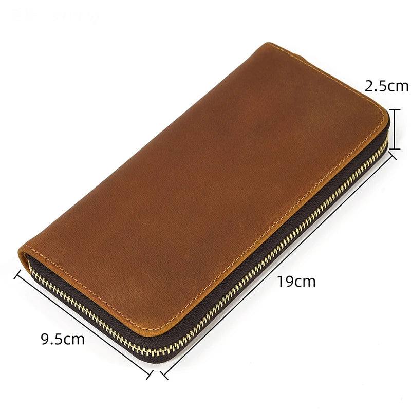 Billetera de lujo para hombre, cartera de mano de cuero genuino, monedero largo grabado en relieve, carteras de hombre de cuero grueso, carteras de mano de cuero para dinero