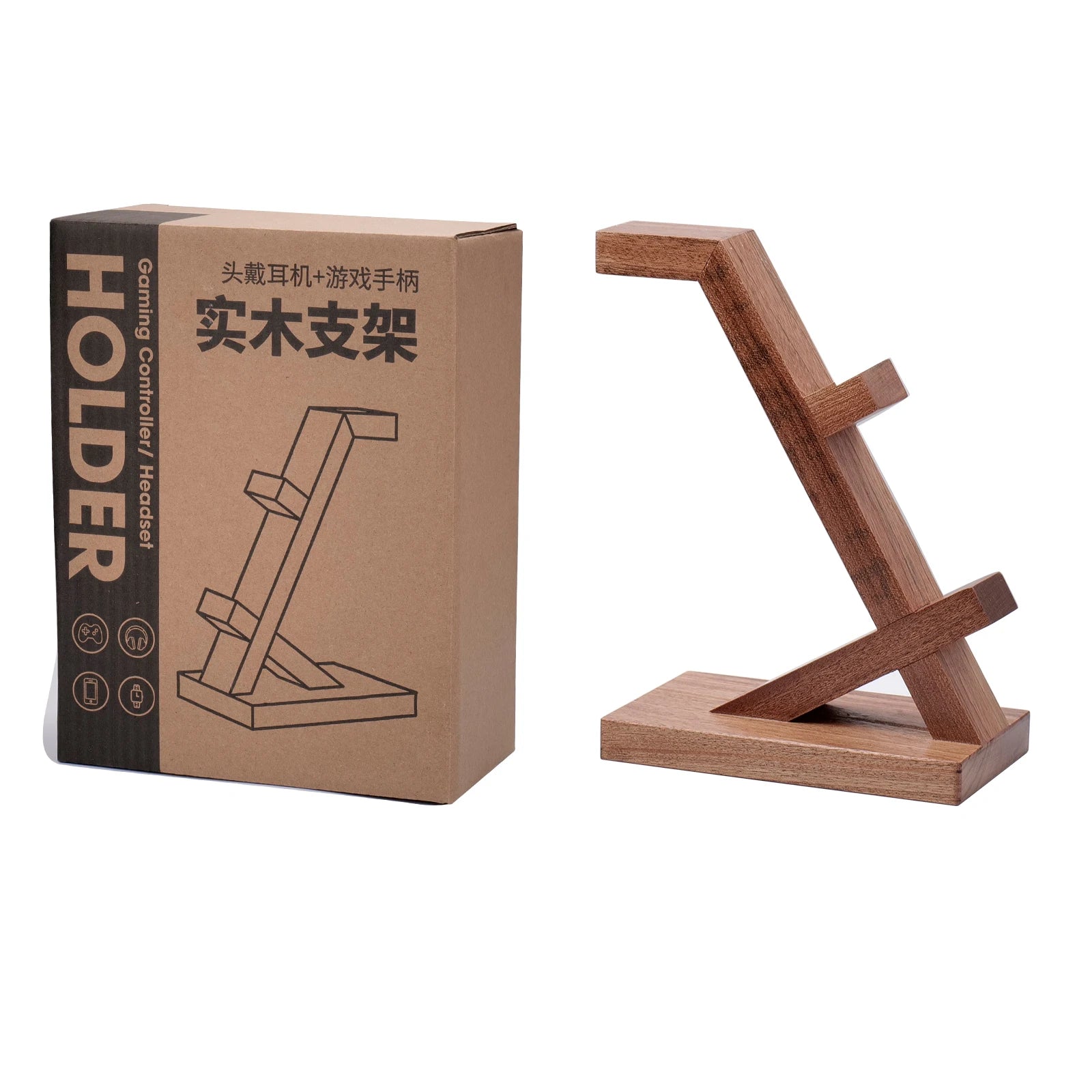 Soporte de madera para auriculares, soporte para auriculares gaming para escritorio, accesorios de gaming, regalo para AirPods, PS5, Xbox