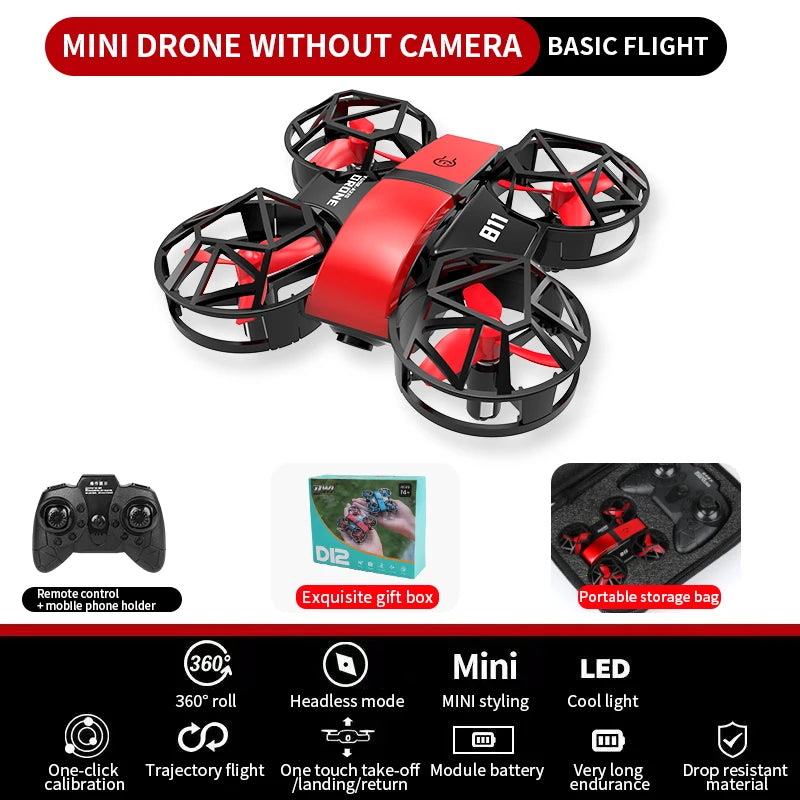 Dowellin D12 Drone Mini Aeronave de Control Remoto Nuevo Juguete para Niños Cámara Dual HD Altura Fija RC Quadcopter Regalos para Principiantes