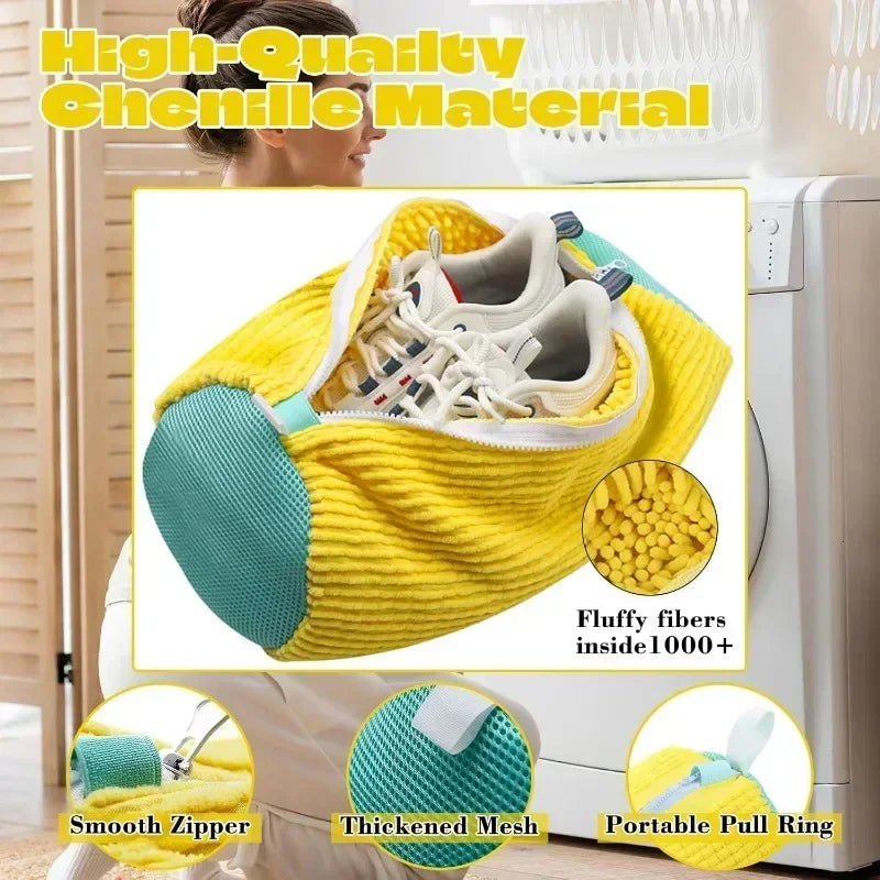 Bolsas de lavandería Bolsa para lavar zapatos a máquina - con cremallera Bolsa de lavandería con abundante pelusa en el interior, perfecta para zapatillas deportivas y calzado informal
