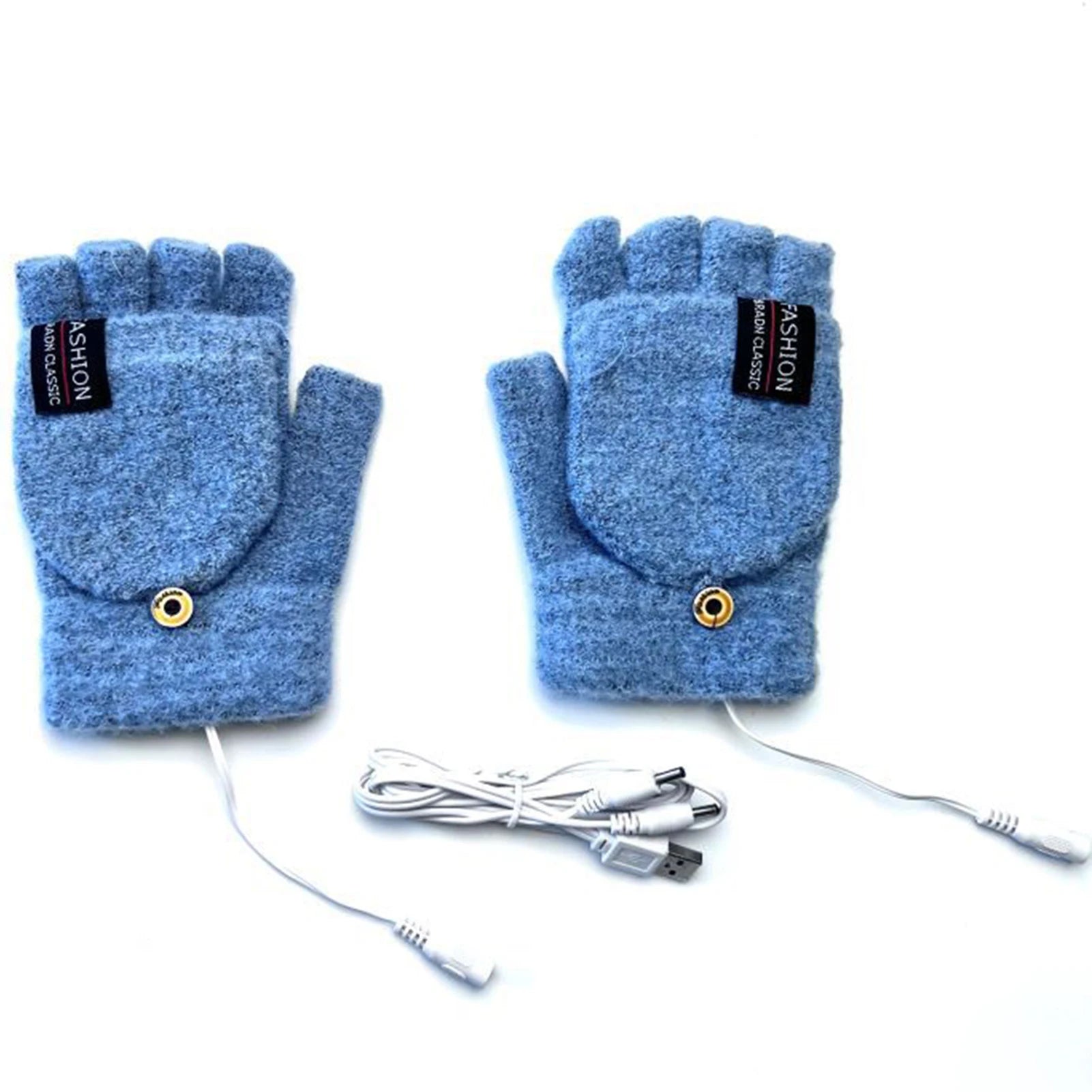 Guantes USB eléctricos de medio dedo, unisex, alimentados por USB, térmicos, de medio dedo para interiores y exteriores