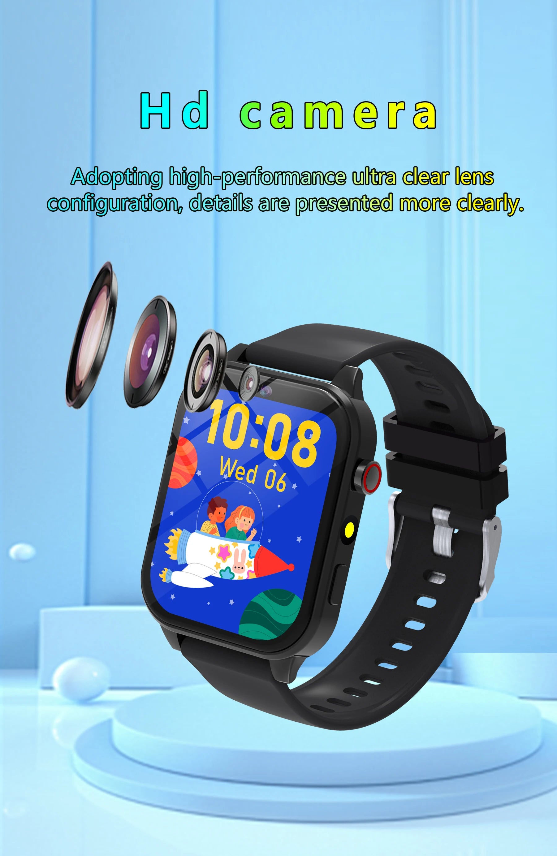 Montre connectée pour enfants, écran tactile HD, caméra, 18 jeux, surveillance du sommeil, réveil, calculatrice, cadeau d'anniversaire pour garçons et filles