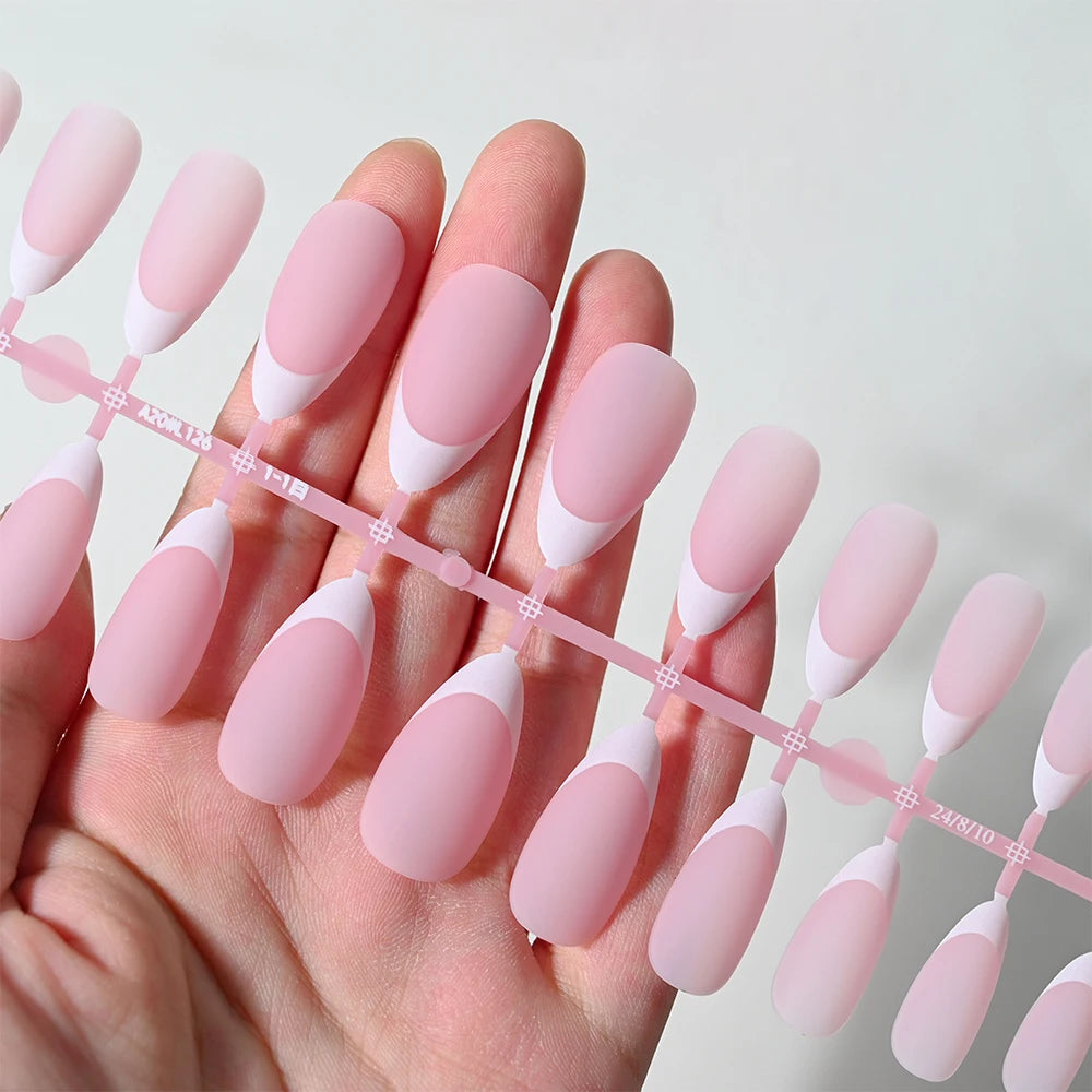 120/150 stk. matte hvite franske gelnegletipps medium mandel hudfargede presse-on negler 0,75-2,6 cm rosa/hudfargede ABS myke gelnegletipps