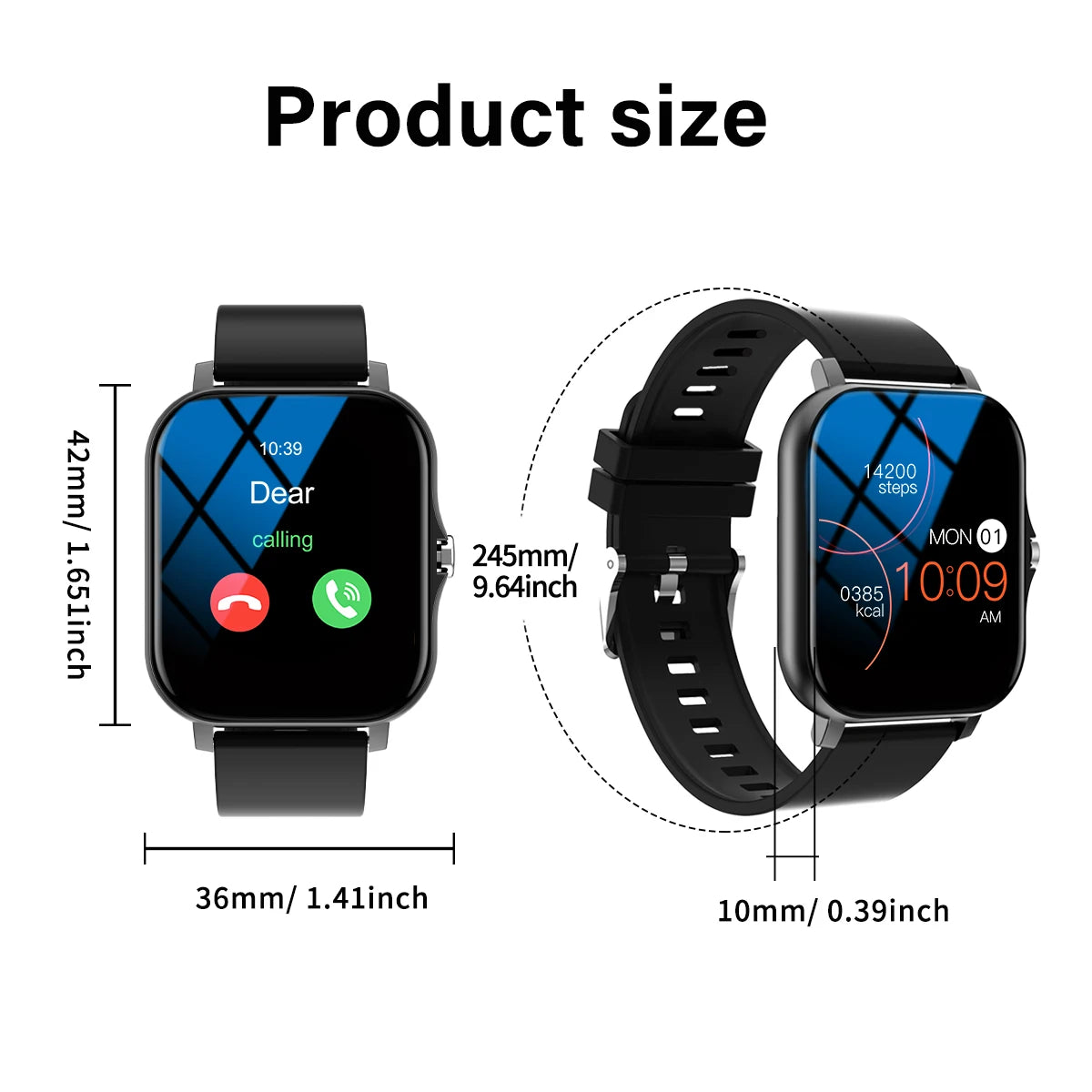 Reloj inteligente con llamada Bluetooth, smartwatch con dial táctil para Android, música, rastreador de actividad física, relojes deportivos