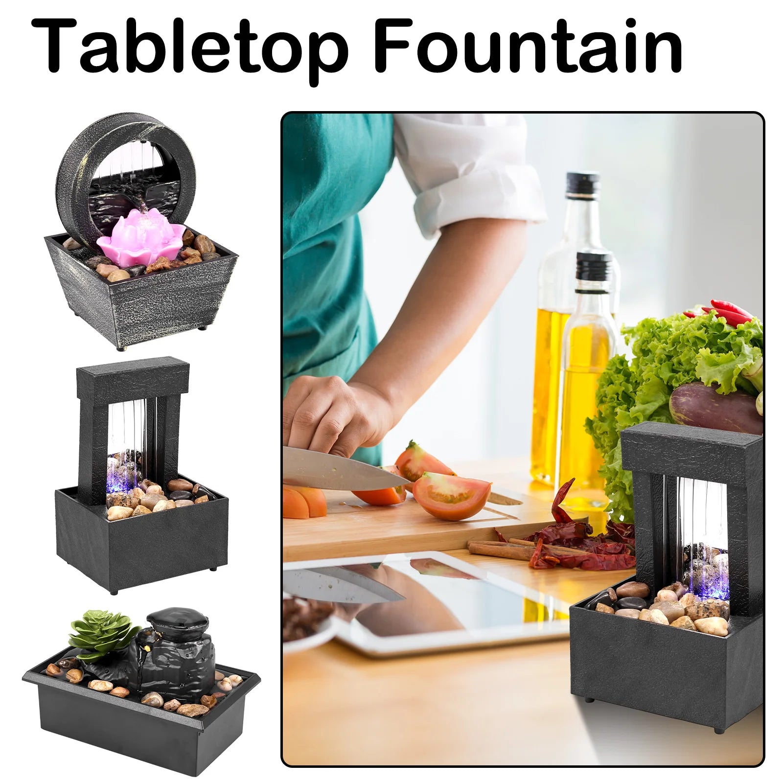 Fontaine à eau de bureau décorative, fontaine de table, relaxation, mini fontaine d'intérieur pour la décoration de la maison et l'artisanat