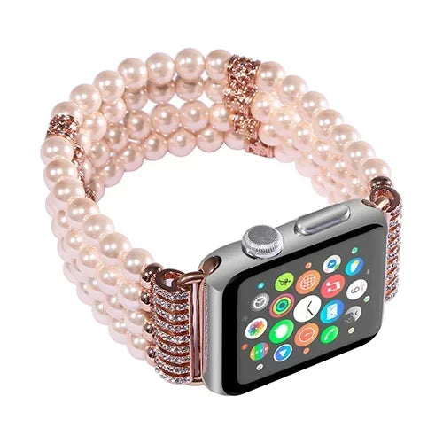 Perlesmykkereim til Apple Watch-rem 45 mm 41 mm 44 mm 42 mm 40 mm 46 mm 49 mm Damerem Apple Watch Ultra 10 9 8 7 6 5 4 3 SE